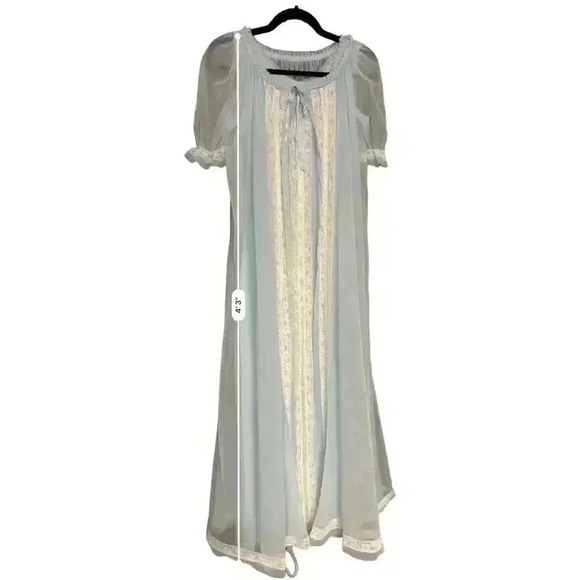 Vintage 1950s Tosca Women's Blue Kimono Robe & Gown Set Size M - Picture 6 of 16